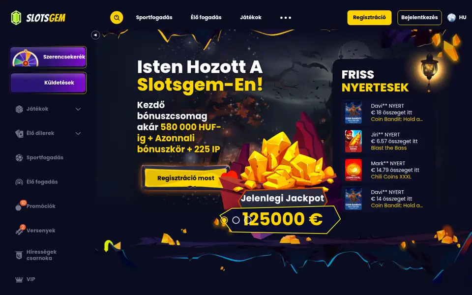 Slotsgem: A kaszinó nyitóoldala, 2026. október